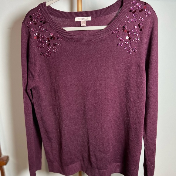 Roz & Ali Plum Knit Sweater - Picture 1 of 5